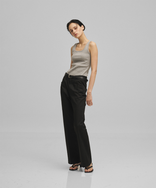 w. Tailored Twill Bootcut Pants (Black)
