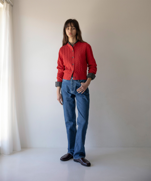 w. Current Cable Cardigan (Carmine)