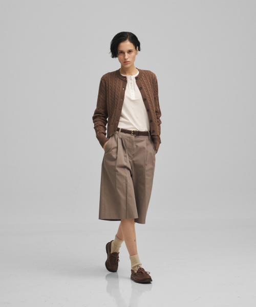 w. Current Cable Cardigan (Mild Brown)