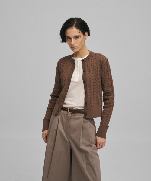 w. Current Cable Cardigan (Mild Brown)