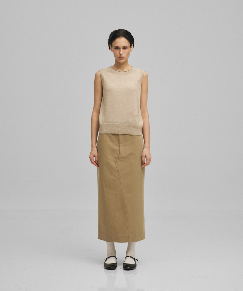w. Pauline Rolled Knit Vest (Linen)