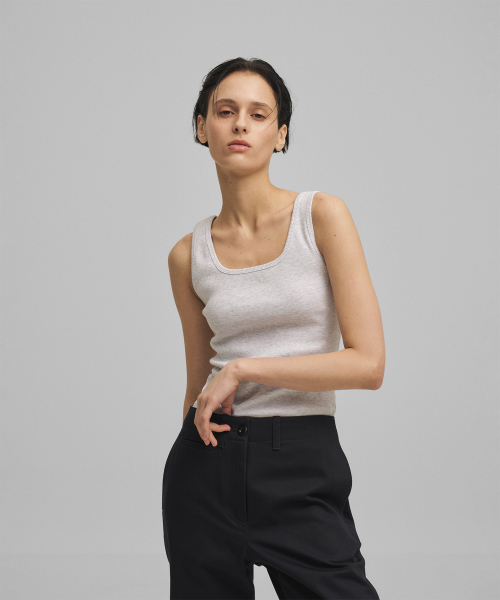 w. Scoop Neck Tank (White Melange)
