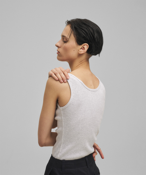 w. Scoop Neck Tank (White Melange)
