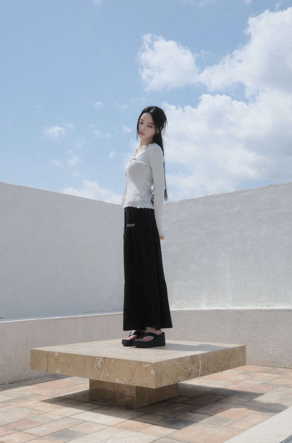 ★as''on★AMY LONG SKIRT / BLACK★正規品/韓国送料込 MUSINSA公式 | ASON AMY LONG SKIRT / BLACK