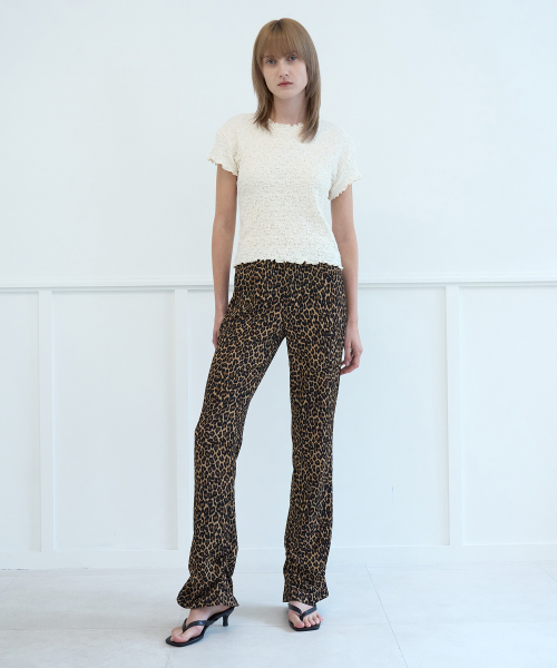 Расклешенные брюки на резинке Leopard Brown