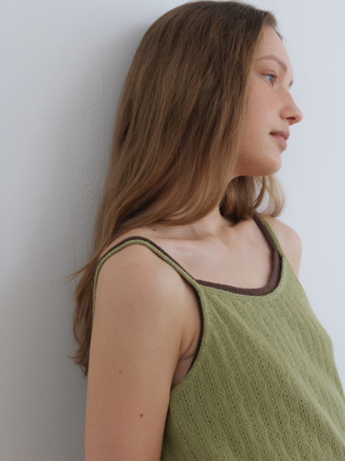 CROCHET SLEEVELESS SHIRT SAGE