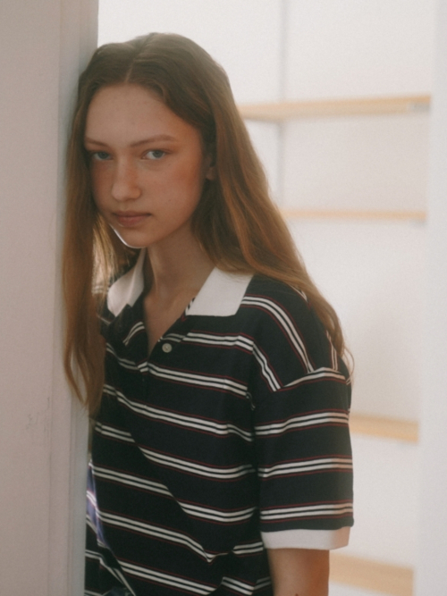 STRIPE COLLAR T-SHIRT NAVY