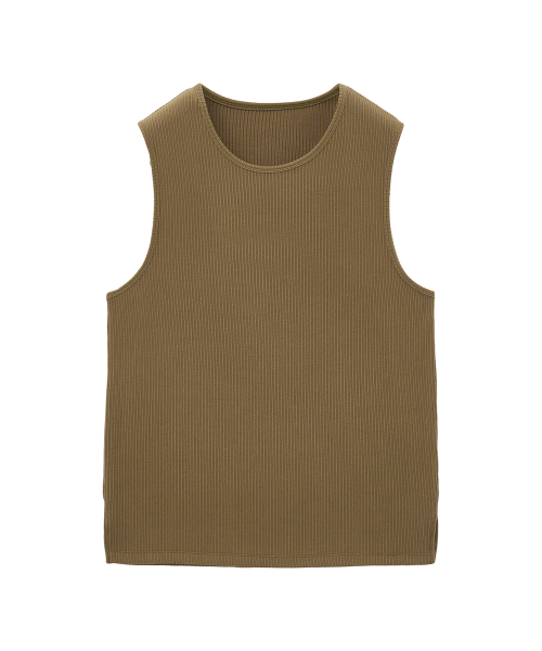 Свободный рифлёный топ без рукавов, Khaki