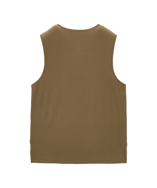 Свободный рифлёный топ без рукавов, Khaki