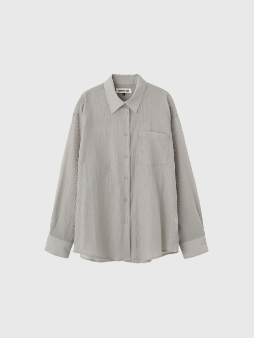 woman wrinkle sheer shirt [grey]
