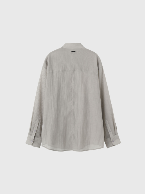 woman wrinkle sheer shirt [grey]