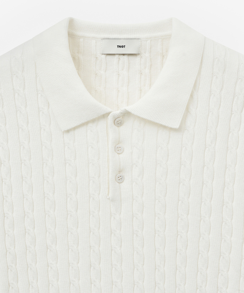 Cable Polo Knit Top (Cream) TNSW5E206CR