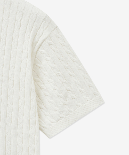 Cable Polo Knit Top (Cream) TNSW5E206CR