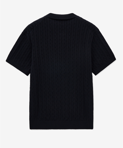 Cable Polo Knit Top (Navy) TNSW5E206N2