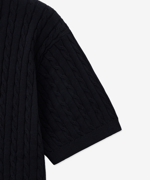 Cable Polo Knit Top (Navy) TNSW5E206N2