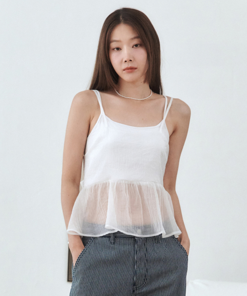 Sheer Ribbon Bustier White