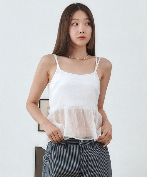 Sheer Ribbon Bustier White