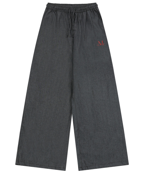 SIGNATURE HEART LETTERING BACK LOGO DENIM BANDING PANTS UNISEX (2Color)