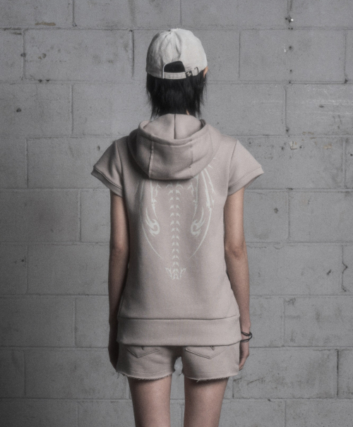 DEVIL HOODIE with PIN BUTTON SAND