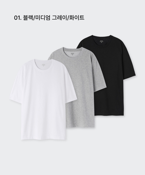 [Cooltandard] Relaxed Fit Crew Neck T-Shirt 3-Pack thumbnail 2