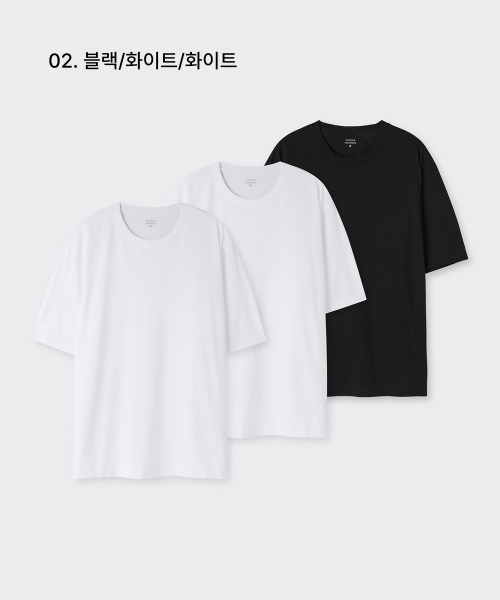 [Cooltandard] Relaxed Fit Crew Neck T-Shirt 3-Pack thumbnail 3
