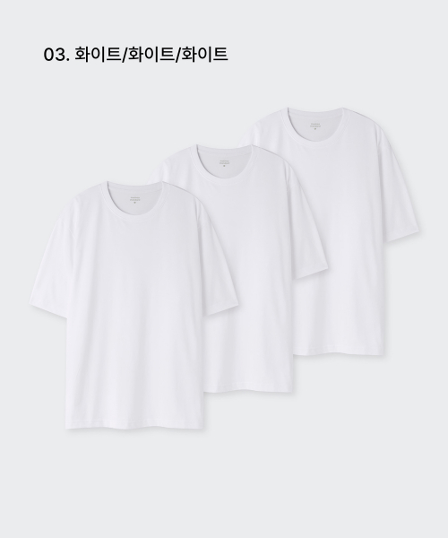 [Cooltandard] Relaxed Fit Crew Neck T-Shirt 3-Pack thumbnail 4