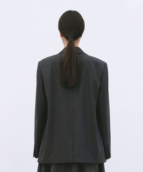 OVERSIZED WOOL SINGLE JACKET GREY шерсть одинарный куртка серый