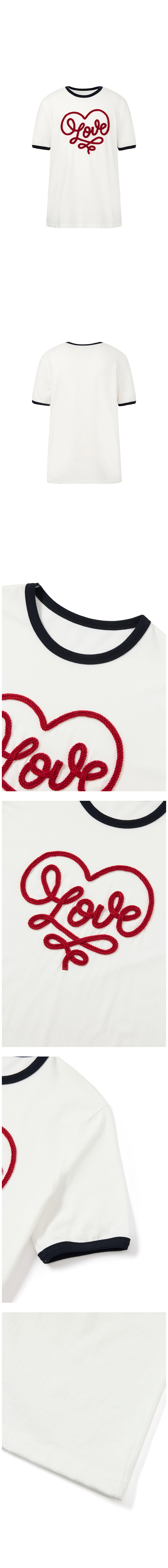 Tシャツ・カットソー DNSR Heart Loop Silk Half Ringer T-Shirt 5SH138 MUSINSA公式 | DNSR Heart Loop Silk Half Ringer T-Shirt White