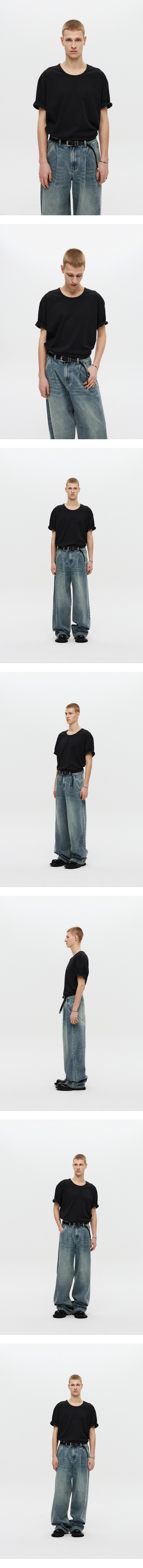 MUSINSA | DNSR Silk U-neck Half Sleeve Black
