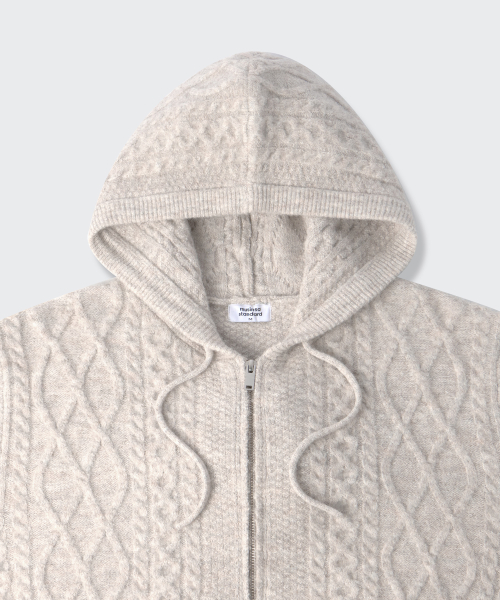 Женский худи на молнии Aran Cable из трикотажа (Oatmeal)