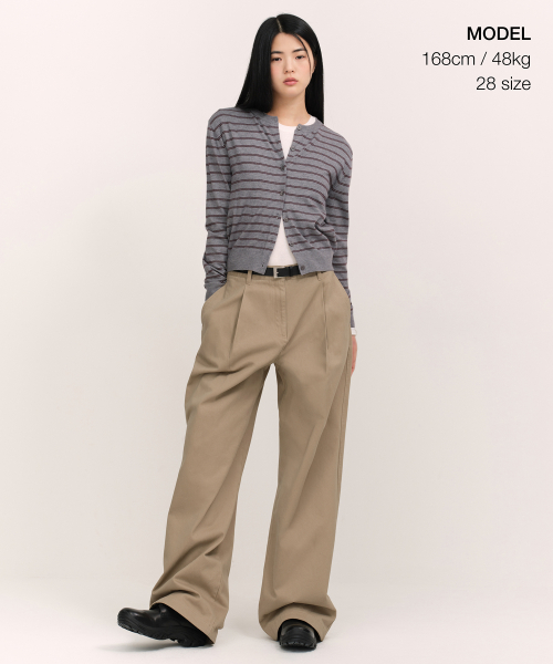 WOMENS DEEP TUCK EXTRA WIDE CHINO PANTS [BEIGE]