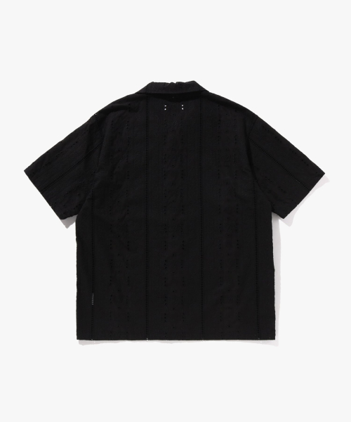 Рубашка с вышивкой и открытым воротником SS (M) BLACK