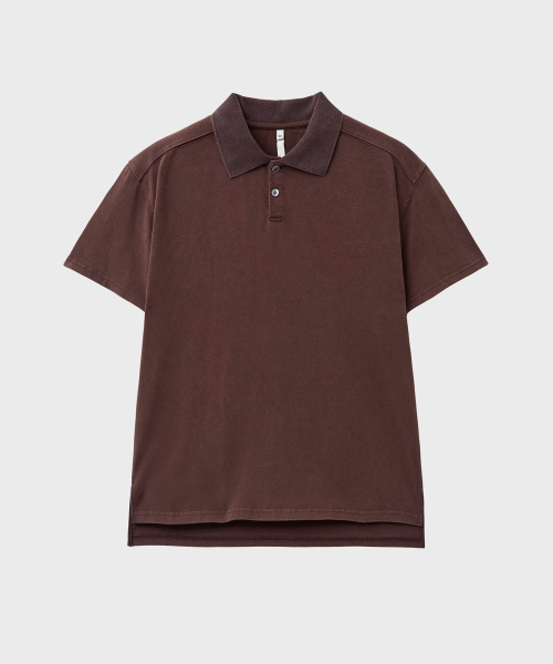Укороченная футболка поло пигментного окрашивания (Brown)
