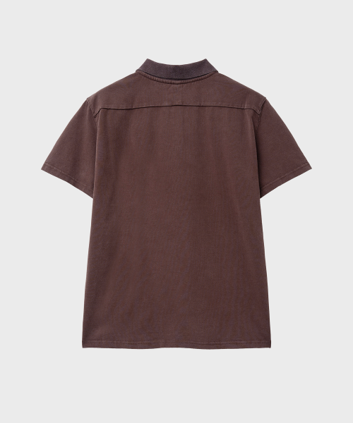 Укороченная футболка поло пигментного окрашивания (Brown)