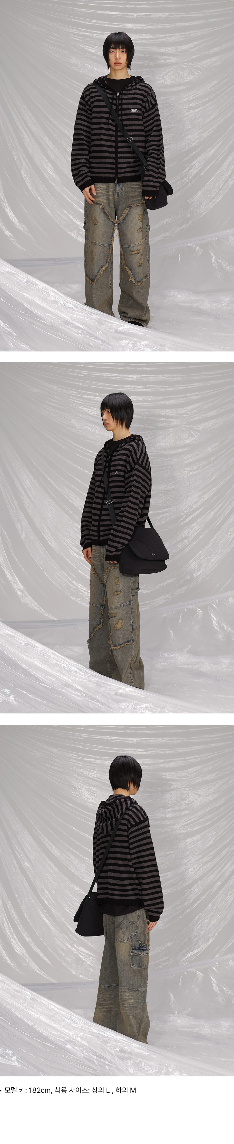 MUSINSA | SAINTPAIN SP Stripe Summer Knit Zip-up Black