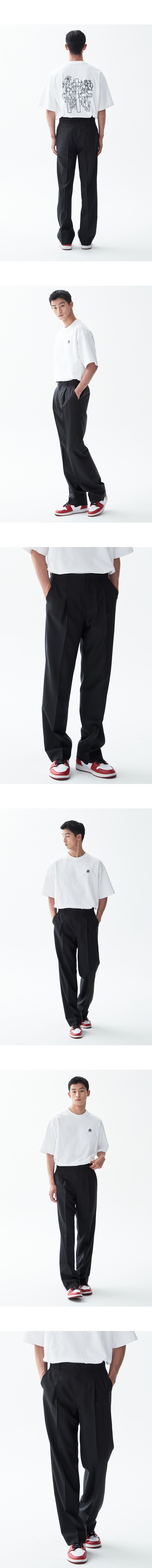 세미와이드 원턱 울 슬랙스 [BLACK]