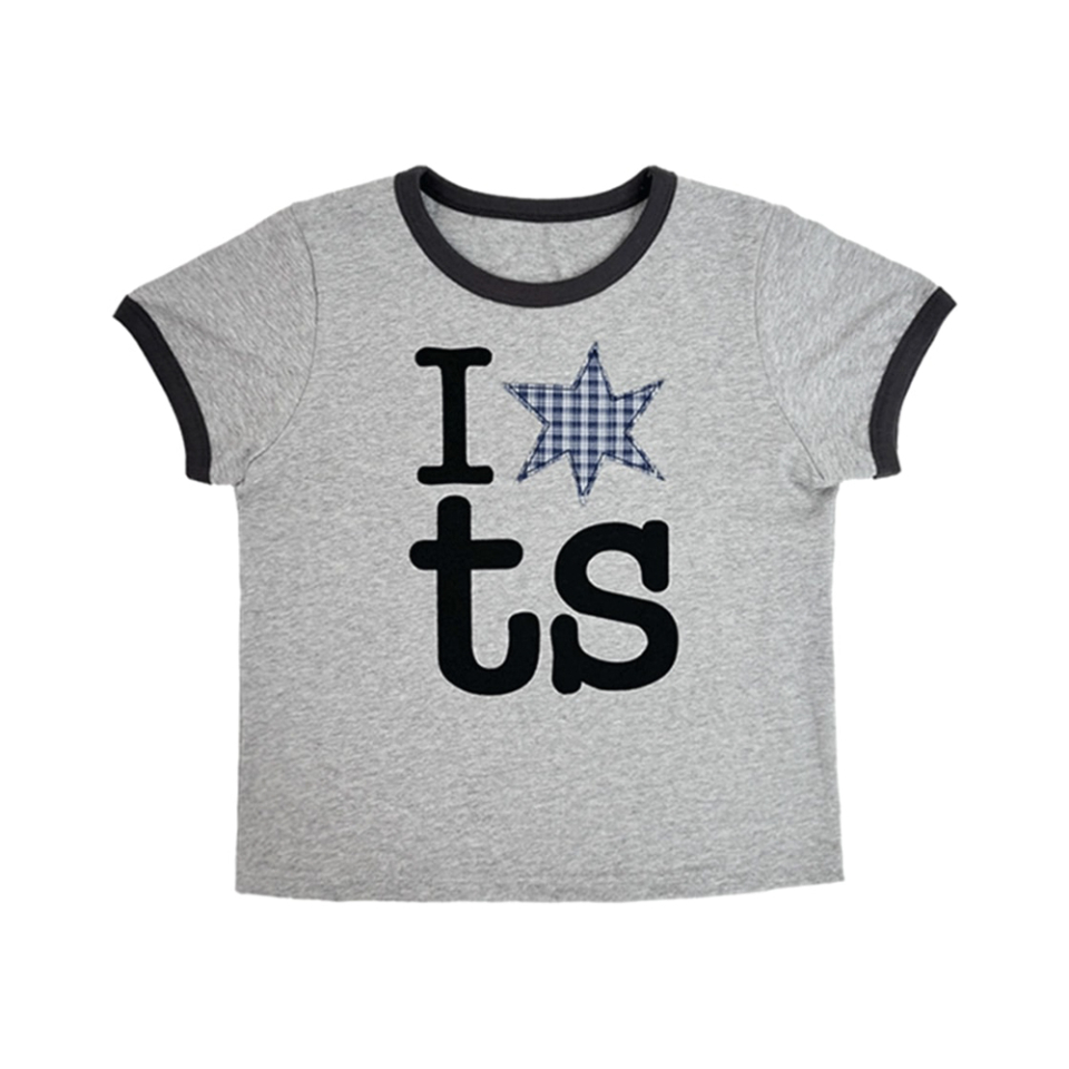 W RINGER TEE IN GREY FRONT