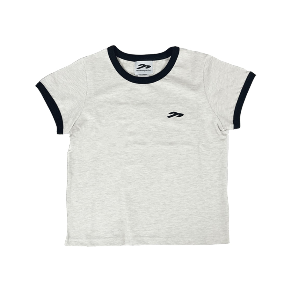 W tansan. APPLIQUE RINGER TEE IN IVORY FRONT