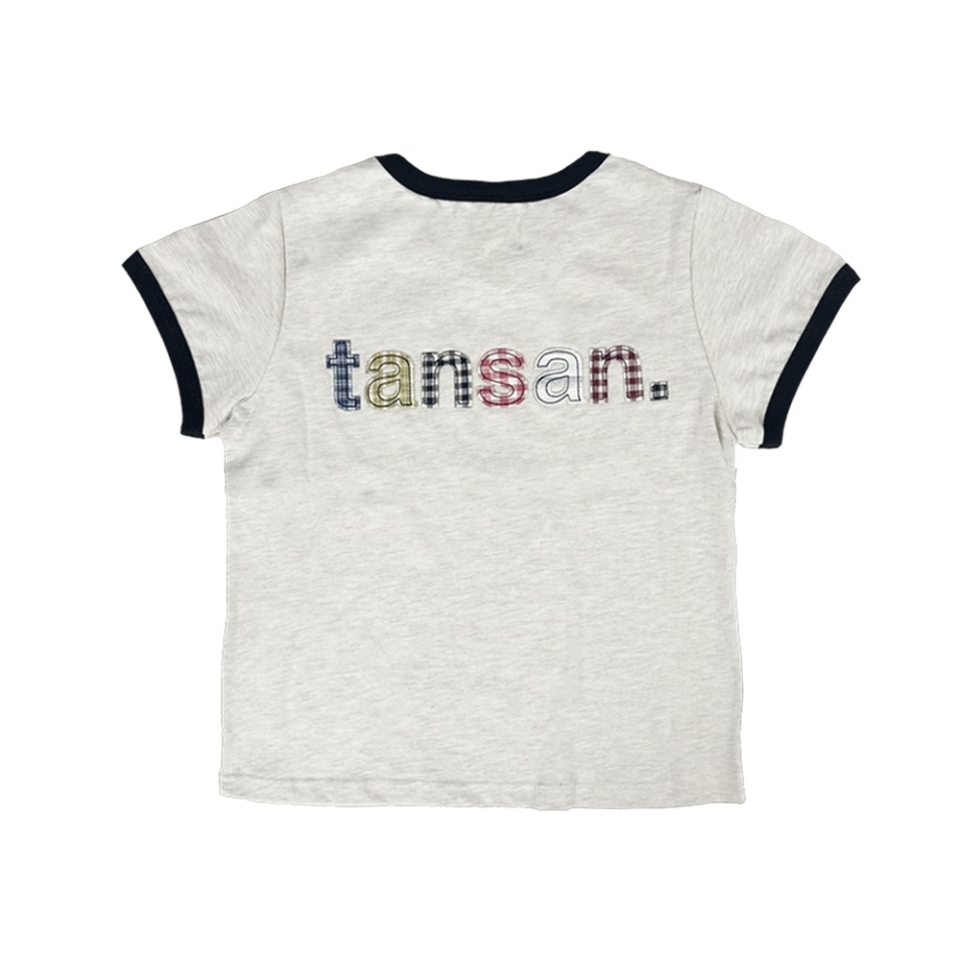 W tansan. APPLIQUE RINGER TEE IN IVORY BACK