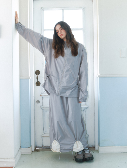 Utility Windbreaker Long Sleeve Anorak - gray