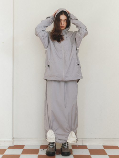 Utility Windbreaker Long Sleeve Anorak - gray