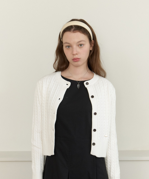 Soft Cable Knit Button Cardigan - white