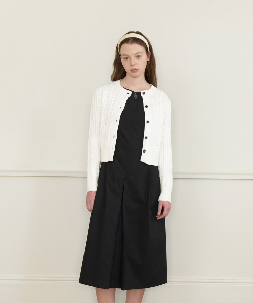 Soft Cable Knit Button Cardigan - white