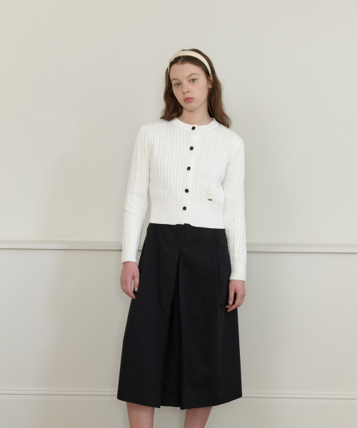 Soft Cable Knit Button Cardigan - white