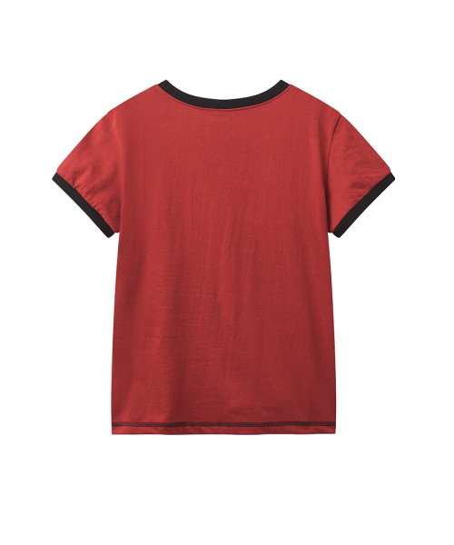 Star Patch Slim Fit Ringer Tee Red