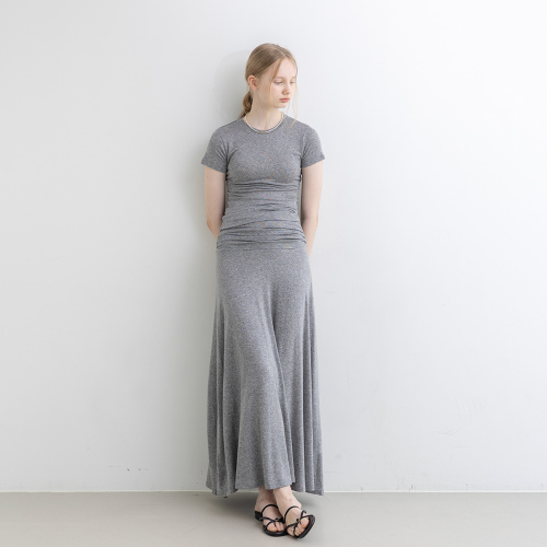 WD_Fitted top and skirt pleats two-piece set_GRAY