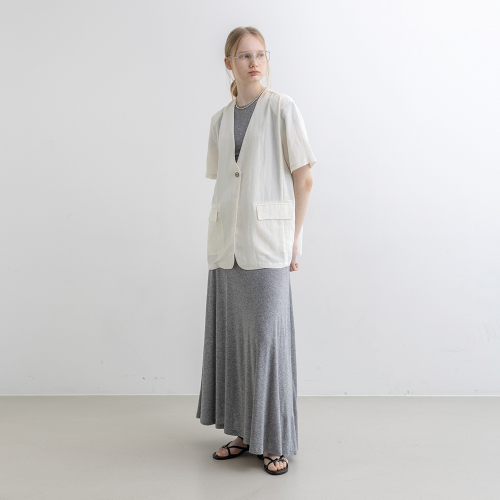 WD_Solid color short sleeve jacket_2color