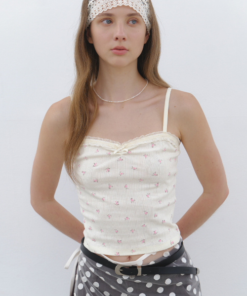 Flower Кружевная Sleeveless Top - cream