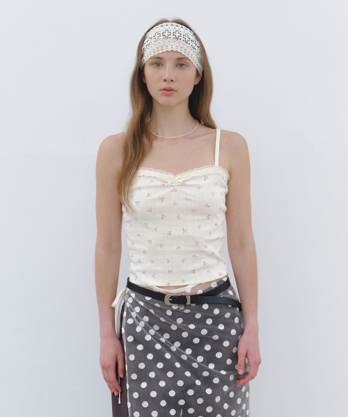 Flower Кружевная Sleeveless Top - cream