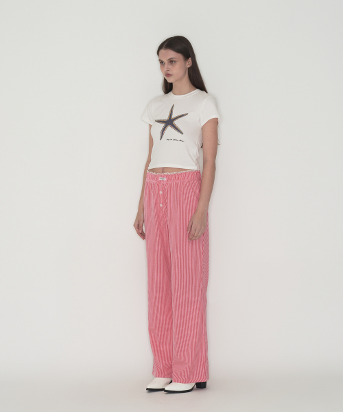 Cozy stripe lace pajamas - Red